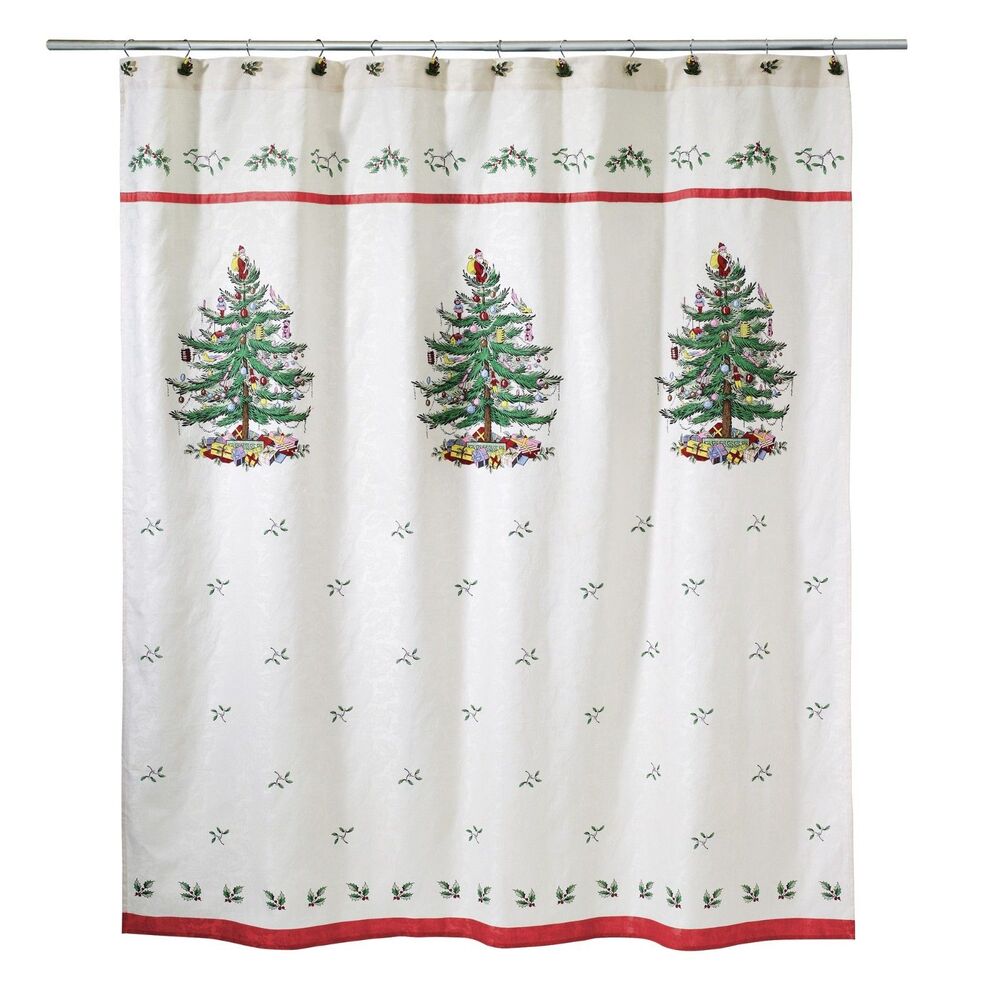 New Spode Christmas Tree Shower Curtain 72 X 72  Ivory Christmas Tree Bath